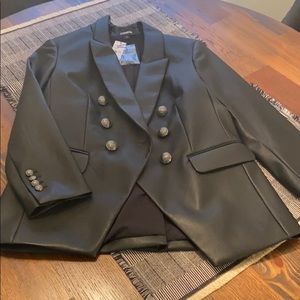 NWT Express vegan black leather blazer Sz 8